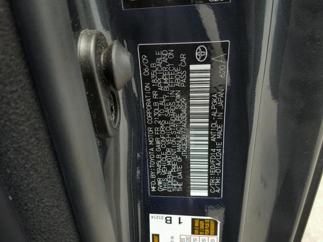 JTKDE3B77A0304029 - 2010 TOYOTA SCION TC 灰色 照片 10