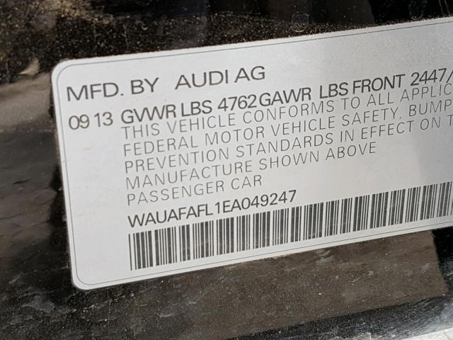 WAUAFAFL1EA049247 - 2014 AUDI A4 PREMIUM BLACK photo 10