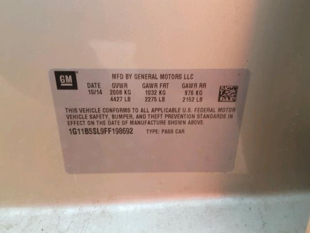 1G11B5SL9FF198692 - 2015 CHEVROLET MALIBU LS ყავისფერი ფოტო 10