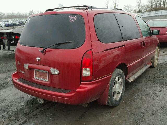 4N2ZN15T61D811035 - 2001 NISSAN QUEST GXE RED photo 4