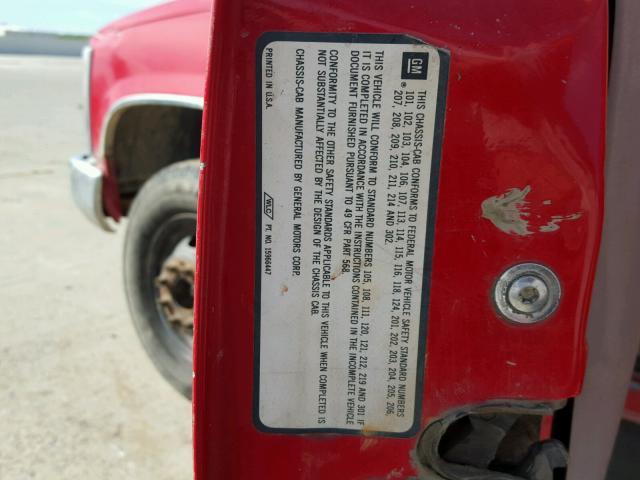 1GDJC34KXSE527540 - 1995 GMC SIERRA C35 RED photo 10