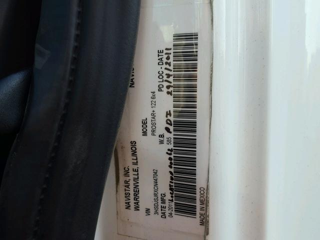 3HSDJSJRXCN447042 - 2012 INTERNATIONAL PROSTAR أبيض صورة 10