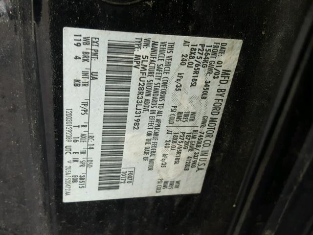 5LMFU28R33LJ31982 - 2003 LINCOLN NAVIGATOR BLACK photo 10