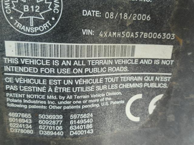 4XAMH50A57B006303 - 2007 POLARIS SPORTSMAN 黑色 照片 10
