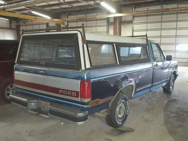 2FTDF15N0KCB53077 - 1989 FORD F150 BLUE photo 4