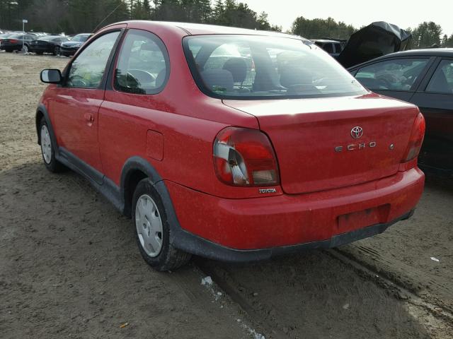 JTDAT123520251799 - 2002 TOYOTA ECHO RED photo 3