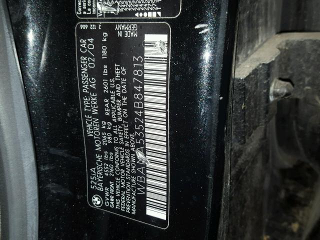 WBANA53524B847813 - 2004 BMW 525 I BLACK photo 10