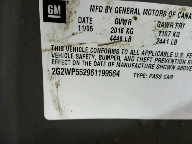 2G2WP552961199564 - 2006 PONTIAC GRAND PRIX Qəhvəyi foto 10