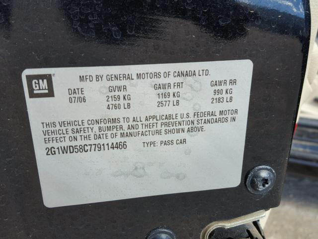 2G1WD58C779114466 - 2007 CHEVROLET IMPALA SUP 黑色 照片 10