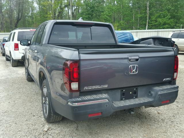 5FPYK3F79HB003650 - 2017 HONDA RIDGELINE GRAY photo 3