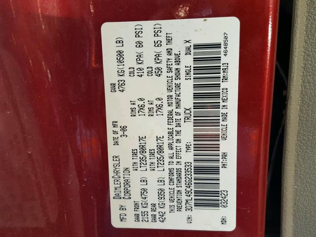 3D7ML49C46G233533 - 2006 DODGE RAM 3500 RED photo 10