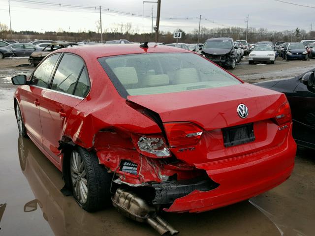 3VWLZ7AJ4BM101901 - 2011 VOLKSWAGEN JETTA SEL RED photo 3