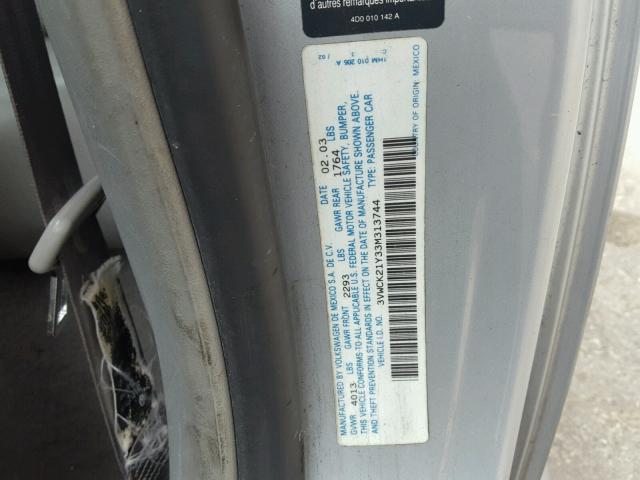 3VWCK21Y33M313744 - 2003 VOLKSWAGEN NEW BEETLE 银色 照片 10