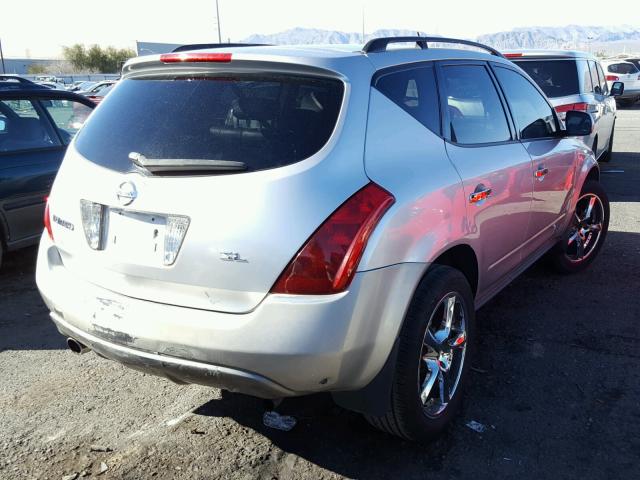 JN8AZ08TX4W206457 - 2004 NISSAN MURANO SL SILVER photo 4