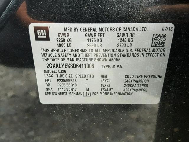 2GKALYEK8D6411006 - 2013 GMC TERRAIN DE BLACK photo 10