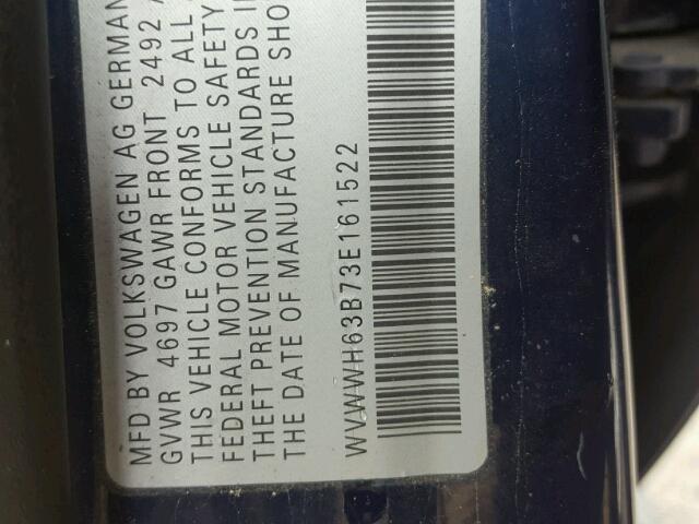 WVWWH63B73E161522 - 2003 VOLKSWAGEN PASSAT GLX BLUE photo 10