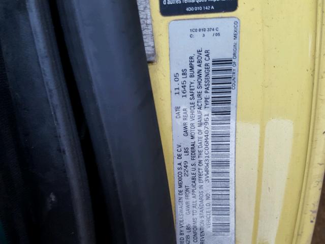 3VWRW31C06M407951 - 2006 VOLKSWAGEN NEW BEETLE ყვითელი ფოტო 10