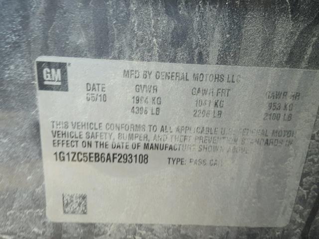 1G1ZC5EB6AF293108 - 2010 CHEVROLET MALIBU 1LT BLUE photo 10