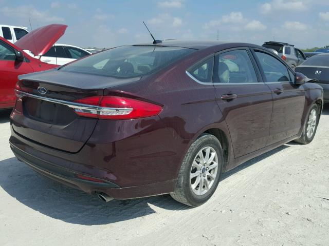 3FA6P0G7XHR279550 - 2017 FORD FUSION S MAROON photo 4