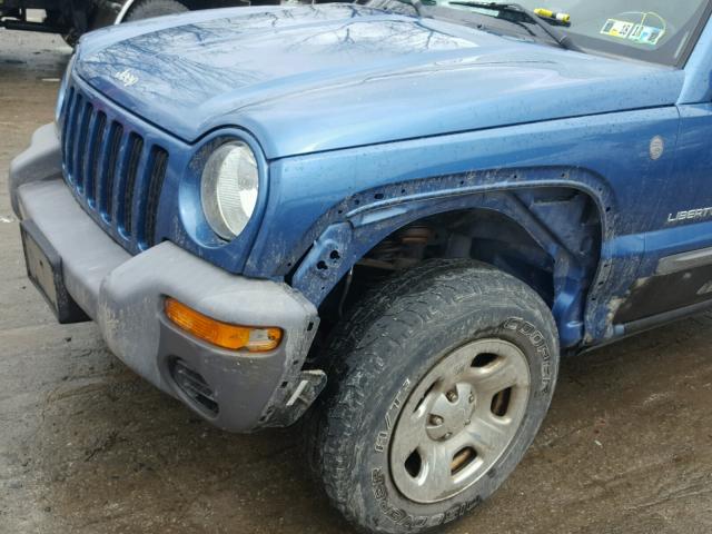 1J4GL48KX4W297780 - 2004 JEEP LIBERTY SP BLUE photo 9