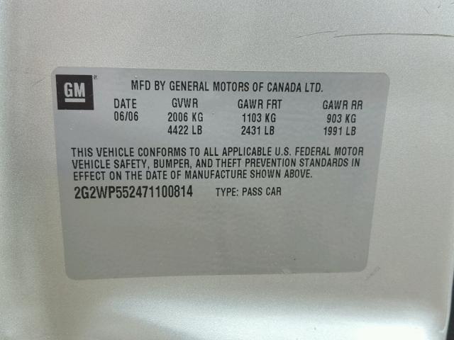 2G2WP552471100814 - 2007 PONTIAC GRAND PRIX Gümüş foto 10