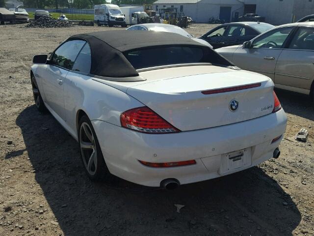 WBAEB53548CX63490 - 2008 BMW 650I WHITE photo 3