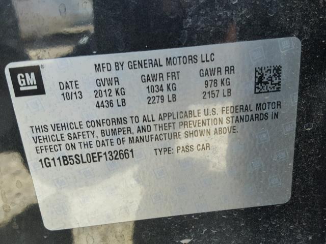 1G11B5SL0EF132661 - 2014 CHEVROLET MALIBU LS გრაფიტი ფოტო 10