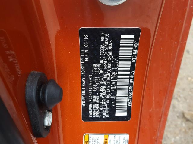 JF1ZNAA17G8709726 - 2016 TOYOTA SCION FR-S ORANGE photo 10