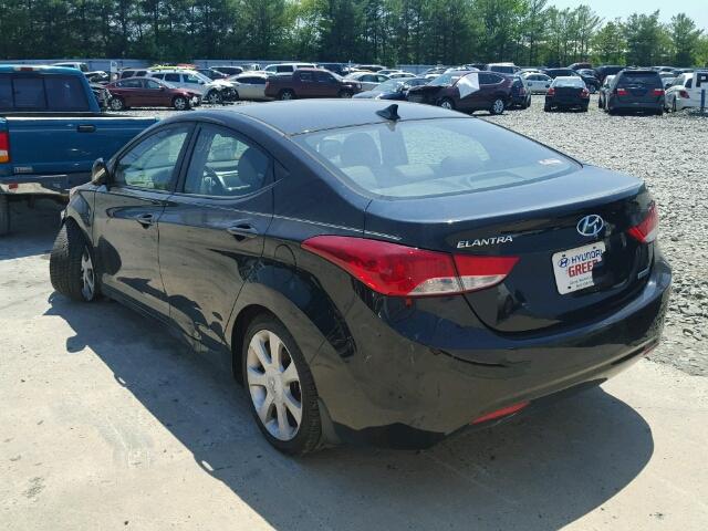 KMHDH4AEXCU290185 - 2012 HYUNDAI ELANTRA GL BLACK photo 3