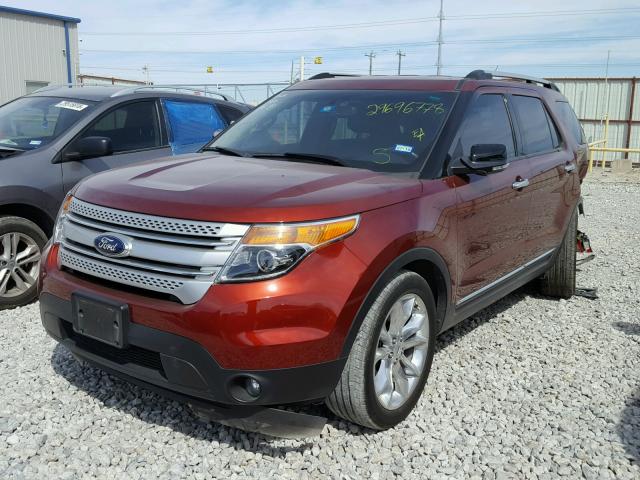 1FM5K7D81EGB35457 - 2014 FORD EXPLORER X RED photo 2