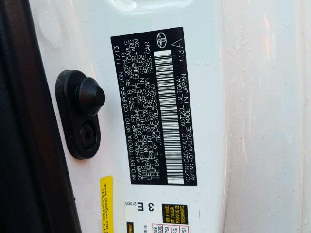 JTKJF5C78E3082650 - 2014 TOYOTA SCION TC 白色 照片 10