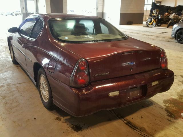 2G1WW12EX29155471 - 2002 CHEVROLET MONTE CARL MAROON photo 3