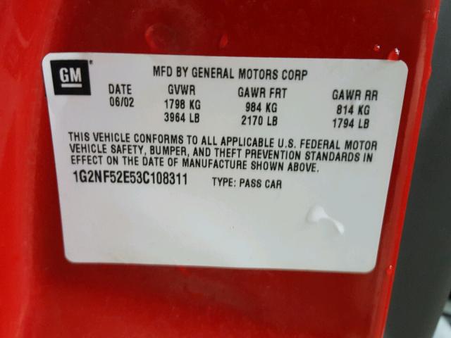1G2NF52E53C108311 - 2003 PONTIAC GRAND AM S Qırmızı foto 10