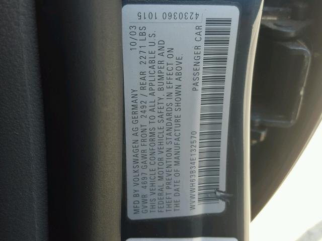 WVWWH63B34E132570 - 2004 VOLKSWAGEN PASSAT GLX 蓝色 照片 10
