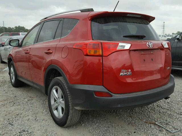 JTMWFREV7DD024313 - 2013 TOYOTA RAV4 XLE RED photo 3