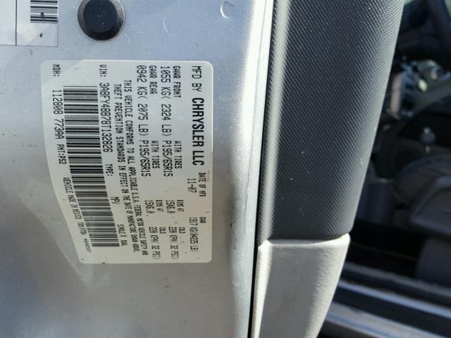 3A8FY48B78T132826 - 2008 CHRYSLER PT CRUISER SILVER photo 10