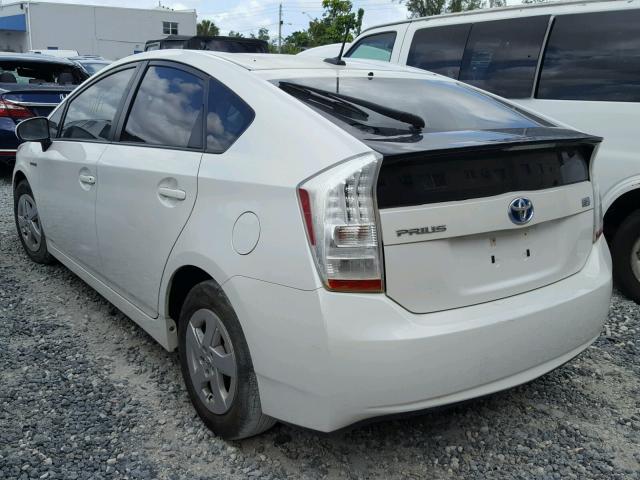 JTDKN3DU3B0250604 - 2011 TOYOTA PRIUS WHITE photo 3