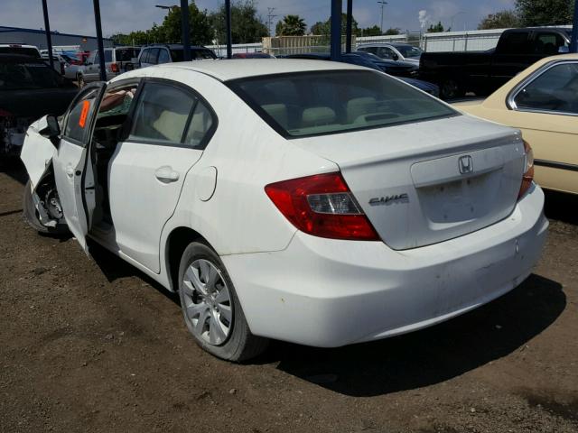 19XFB2F50CE348184 - 2012 HONDA CIVIC LX WHITE photo 3