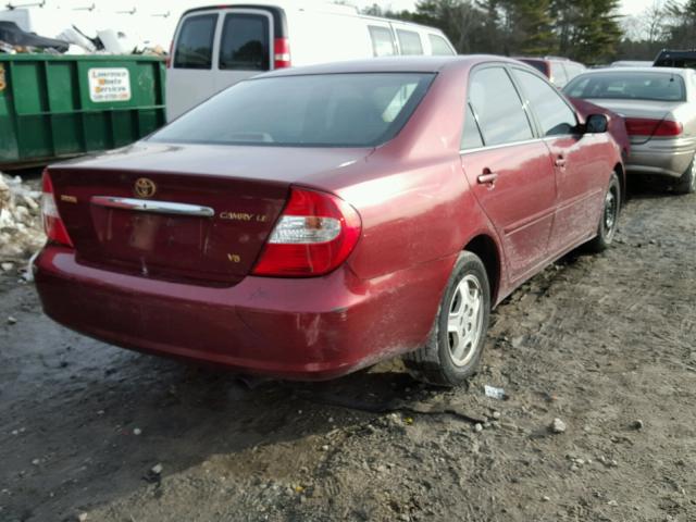 4T1BF32K82U001704 - 2002 TOYOTA CAMRY LE RED photo 4