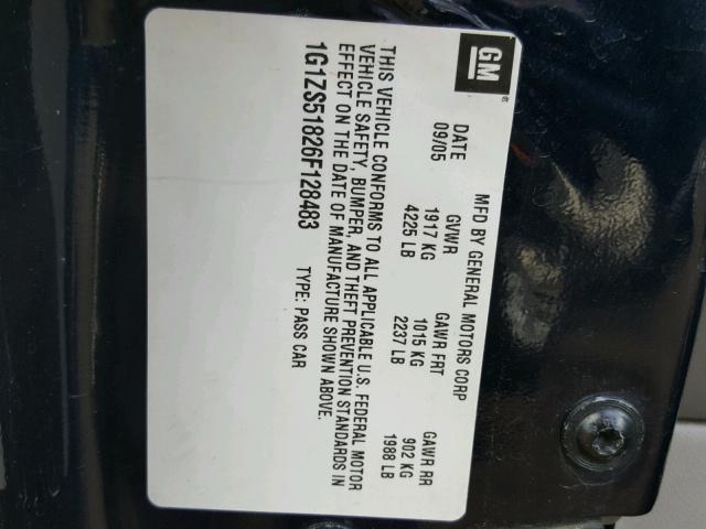 1G1ZS51826F128483 - 2006 CHEVROLET MALIBU LS ლურჯი ფოტო 10