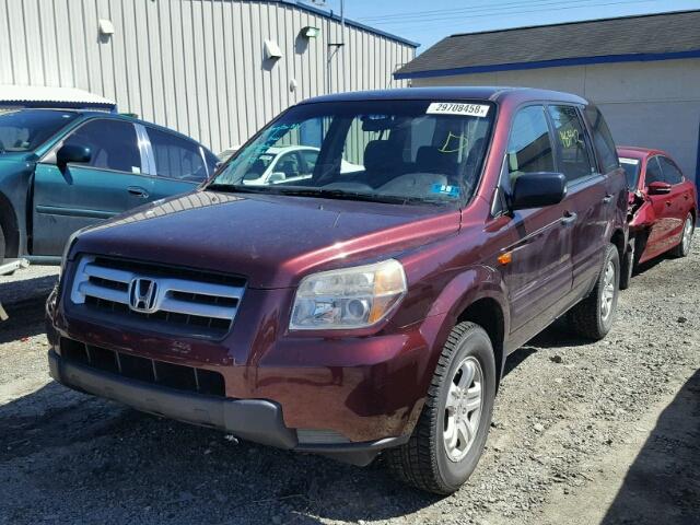 2HKYF181X7H510597 - 2007 HONDA PILOT LX BURGUNDY photo 2