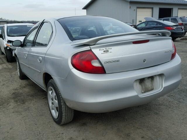 1B3ES46C62D502436 - 2002 DODGE NEON SE SILVER photo 3