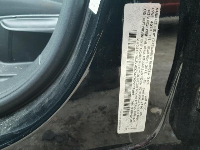 3VW2K7AJXCM307189 - 2012 VOLKSWAGEN JETTA BASE შავი ფოტო 10