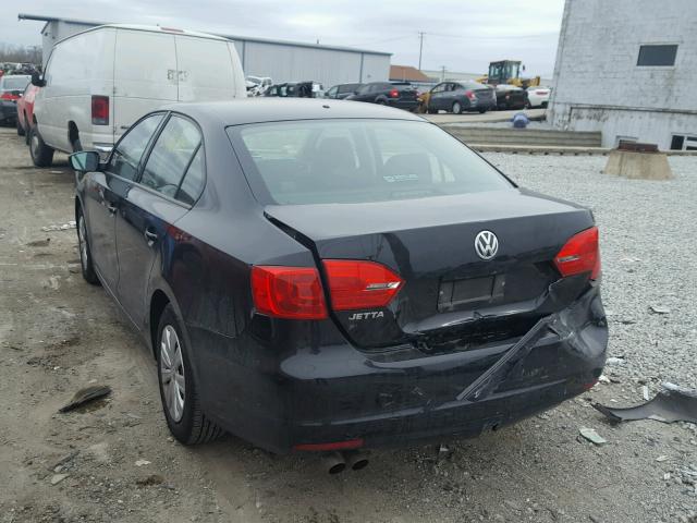 3VW2K7AJXCM307189 - 2012 VOLKSWAGEN JETTA BASE შავი ფოტო 3