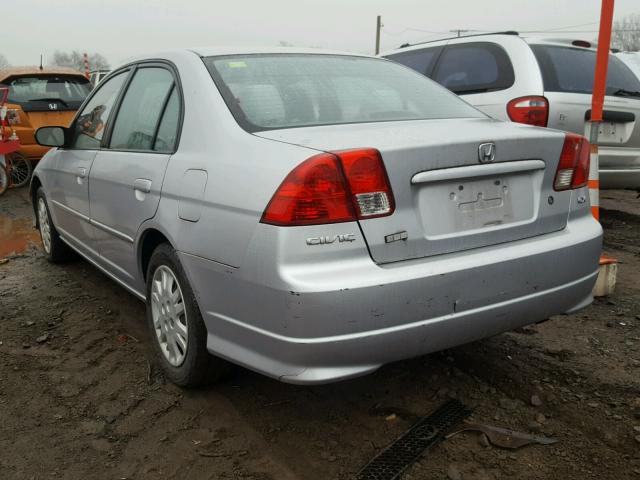 2HGES16565H581551 - 2005 HONDA CIVIC LX SILVER photo 3