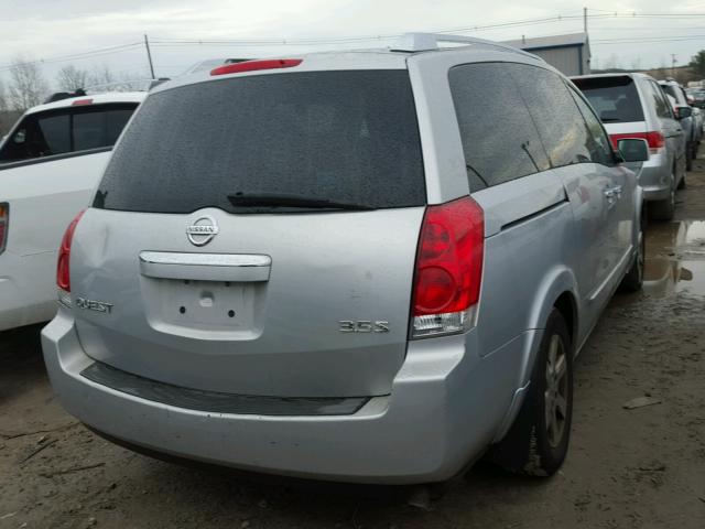 5N1BV28U28N114685 - 2008 NISSAN QUEST S SILVER photo 4