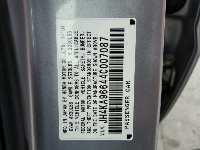 JH4KA96644C007087 - 2004 ACURA 3.5RL SILVER photo 10