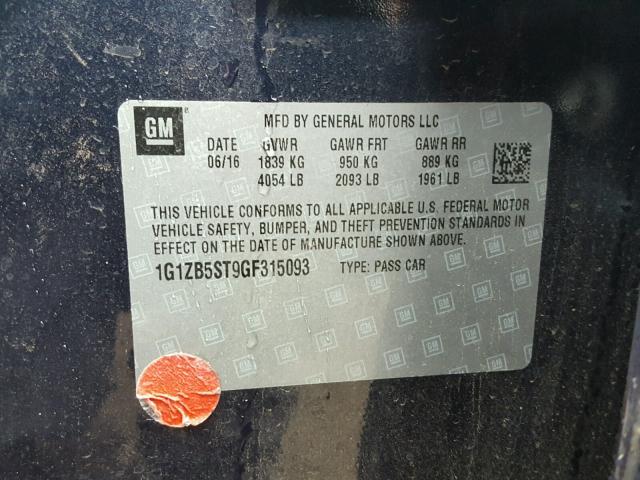 1G1ZB5ST9GF315093 - 2016 CHEVROLET MALIBU LS 蓝色 照片 10