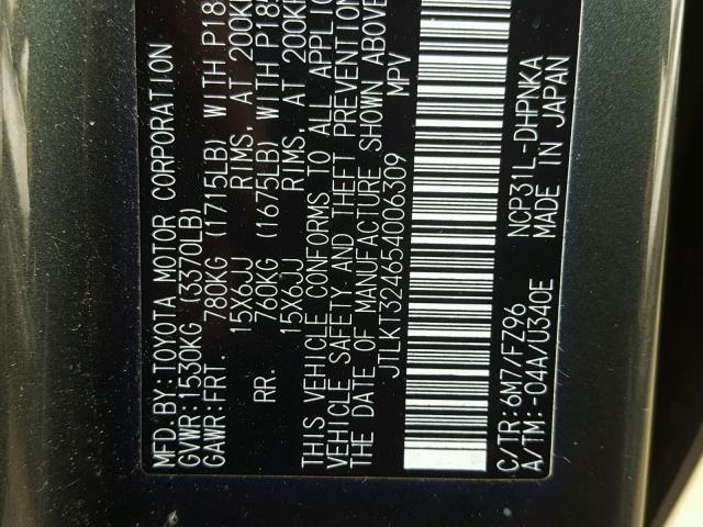 JTLKT324654006309 - 2005 TOYOTA SCION XB GREEN photo 10