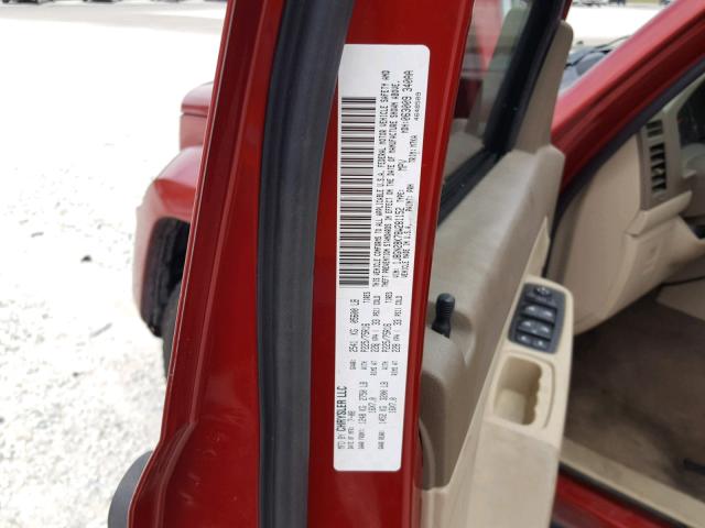 1J8GN28K78W281152 - 2008 JEEP LIBERTY SP RED photo 10